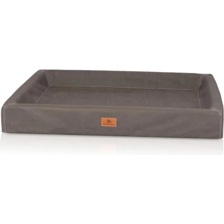 Knuffelwuff orthopädisches Hundebett Austin aus Kunstleder XXXL 155 x 125cm Braungrau, formstabil und gelenkschonend – Bild 2
