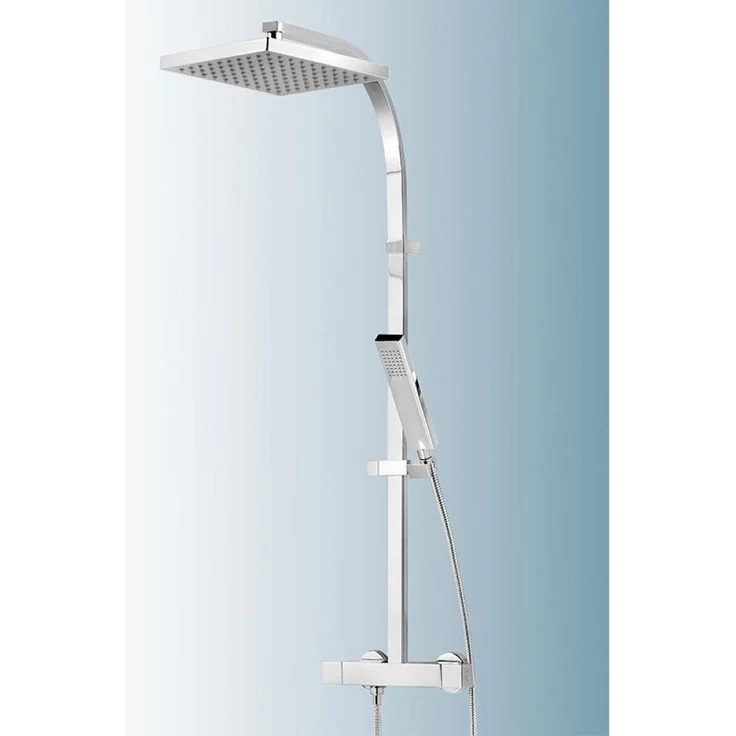 Schulte Duschmaster Rain II D9635 Duschsäule mit Thermostat, eckige Kopfbrause, verchromt