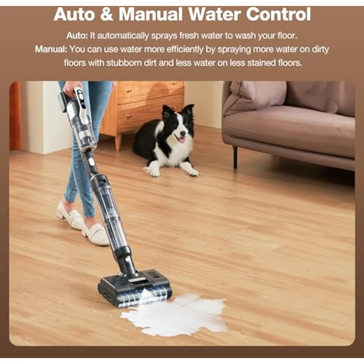 Jimmy PW11 Pro Max Nass Trockensauger Kabellos 460W Bodenreiniger 21kpa Akku Staubsauger mit Wischfunktion Doppelbürstenwalze Heißlufttrocknung Staubsensor Automatischer und Manueller Wassersprühung, Blau – Bild 3