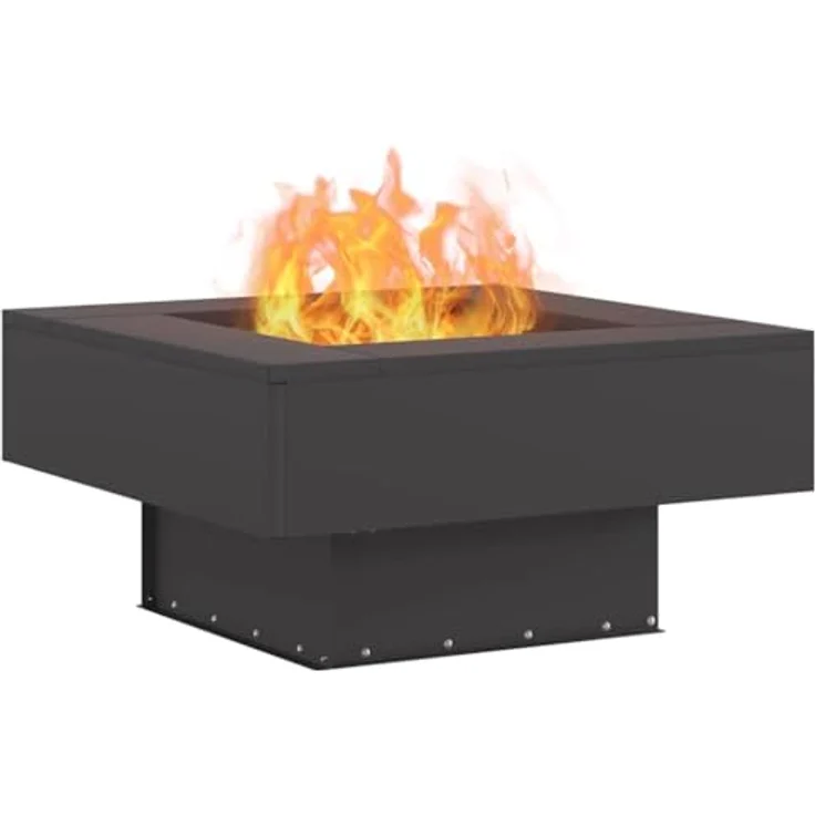 vidaXL Feuerstelle Quadratisch, 60x60x30 cm, aus pulverbeschichtetem Stahl, schwarz, rost- und hitzebeständig für den Außenbereich – Bild 1