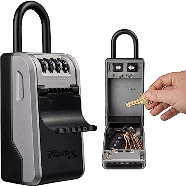 Master Lock Schlüsseltresor mit neuem innovativen Design, Bügel, großem Fassungsvermögen, hoher Sicherheit, Aussen, 19.6 x 7.6 x 5.6 cm, Schlüsselsafe – Bild 1