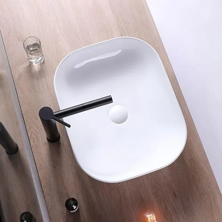 Rea Belinda Washbasin 45.5 cm, elegantes Waschbecken aus hochwertiger Keramik, weiß – Bild 4