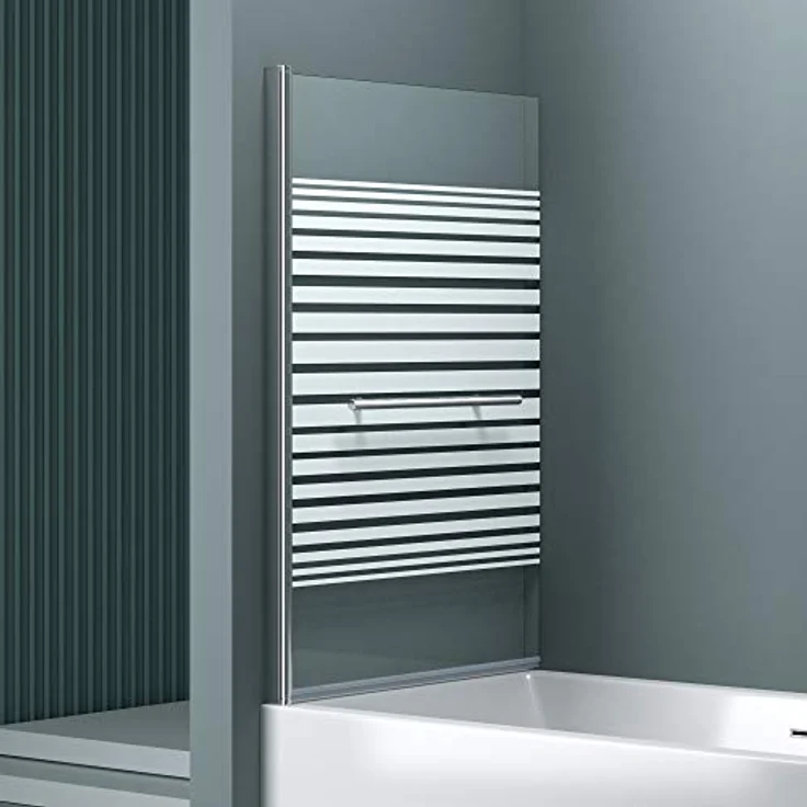 doporro 90x140 cm Design-Duschwand für Badewanne Badewannenaufsatz Duschabtrennung 6mm ESG-Sicherheitsglas teilsatiniert inkl. NANO-Beschichtung Badewannenfaltwand – Bild 3