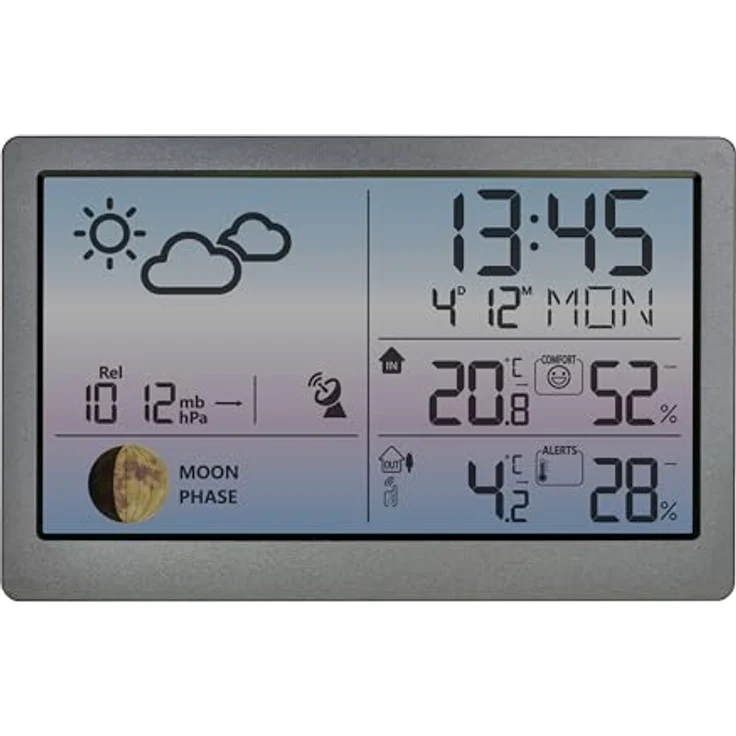 TFA D3080 Funkwetterstation, Wetterstation mit präziser Wettervorhersage, Silber – Bild 3