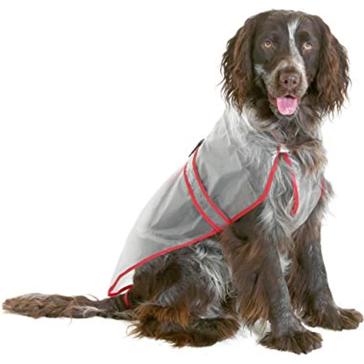 Karlie Regenmantel Classic Transparent L: 55 cm, mit verstellbarem Bauchgurt und Schlaufe zur Fixierung an der Rute