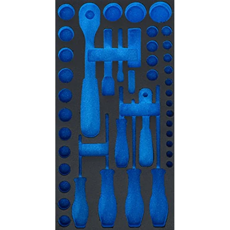 BGS TECHNIC Schaumeinlage für Art. 2002, robuste Hartschaum-Einlage für Werkzeugkoffer-Aufsatz, Höhe 35 mm, Maße 430 x 225 mm – Bild 1
