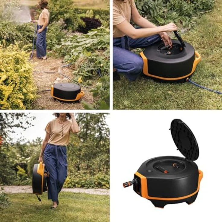 Fiskars X-series Automatische Schlauchtrommel XL, 25 m Schlauchlänge, 360°-Drehung, leicht manövrierbar, inkl. Zubehör – Bild 4
