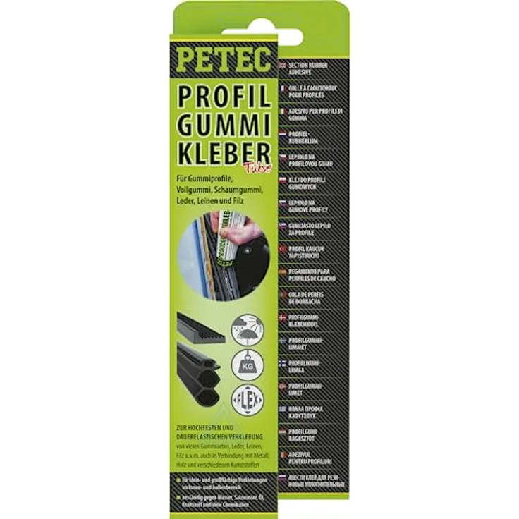 Petec Profilgummikleber, Montagekleber für starke Haftung, 70 g Tube, beständig gegen Wasser und Öl