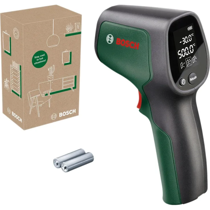 Bosch Home & Garden, Infrarotthermometer, UniversalTemp - Messbereich von -30 °C bis +500 °C, ergonomisches Design, Infrarot-Laser-Technologie, Hintergrundbeleuchtetes Display
