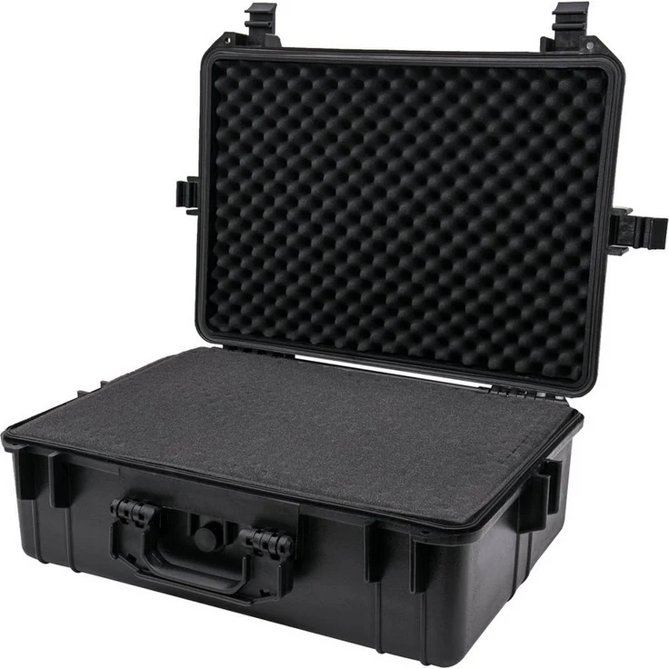 HMF Werkzeugkoffer Robuster Outdoorkoffer mit Druckausgleichsventil und Rasterschaumstoff, Outdoor-Koffer wasserdicht und staubdicht, 57 x 41,5 x 21,5 cm schwarz – Bild 1