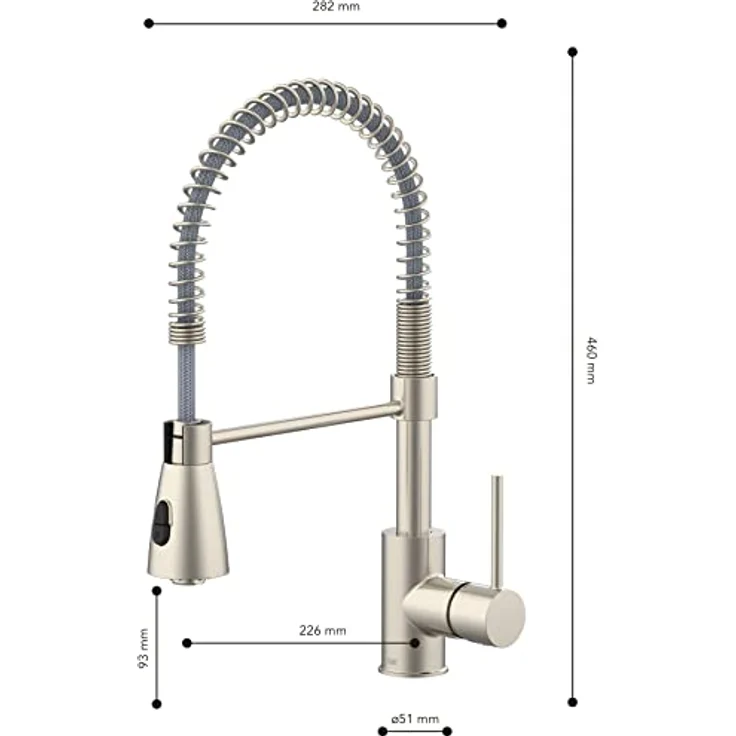 Lenz Küchenarmatur KALANI² in Nickel-Optik – mit verstellbarer Geschirrbrause – einfache Installation und hochwertige Verarbeitung - 46070322 – Bild 3