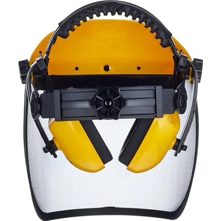 Oregon Gesichtsschutz und Gehörschutz Q515061, Gesichtsschutzmaske mit Netzvisier, integriertem Kapselgehörschutz und vielen Einstellungsmöglichkeiten, gelb – Bild 4