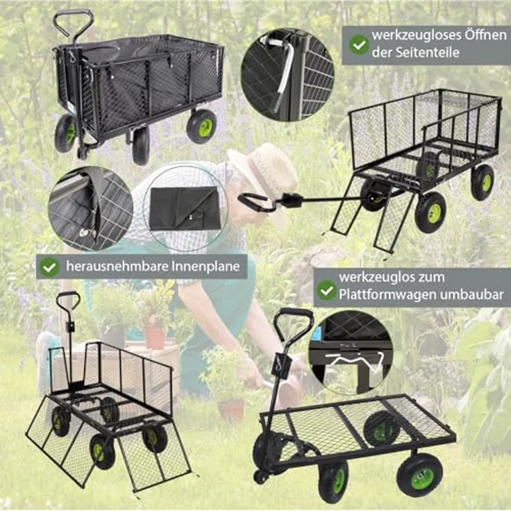 TrutzHolm® Gitter Bollerwagen Handwagen Gartenwagen Transportwagen 550 kg – Bild 4