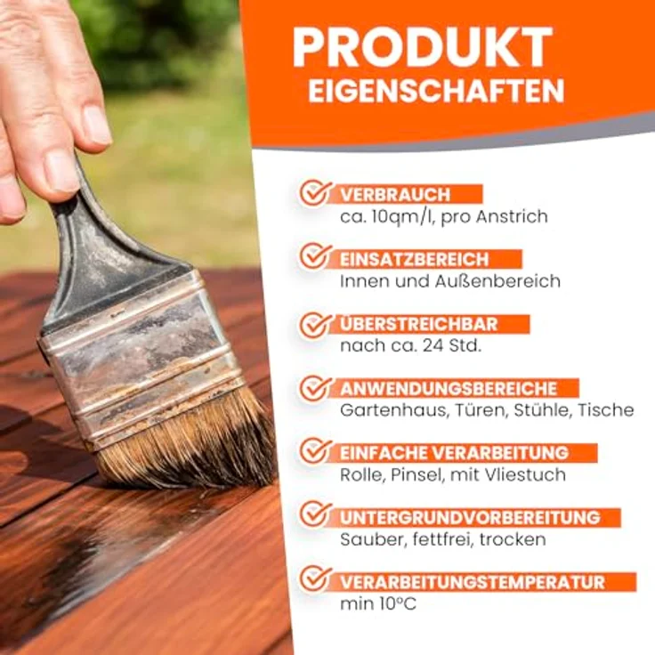 BEKATEQ Leinölfirnis 10l Holzöl für innen & außen I Holzschutz Holzpflege Imprägnierung von Holzboden, Parkett, Dielen, Möbel, Douglasie I Wasser & schmutzabweisend I farblos & farbvertiefend – Bild 2
