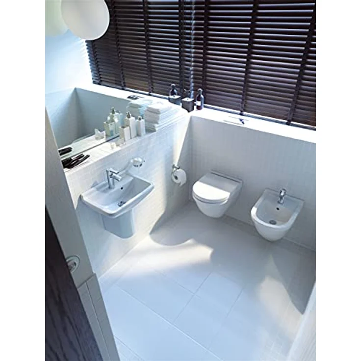 Duravit WC-Sitz Starck 3, Weiß, 43,1 cm x 37 cm x 4,3 cm mit Absenkautomatik und Edelstahlscharniere – Bild 9