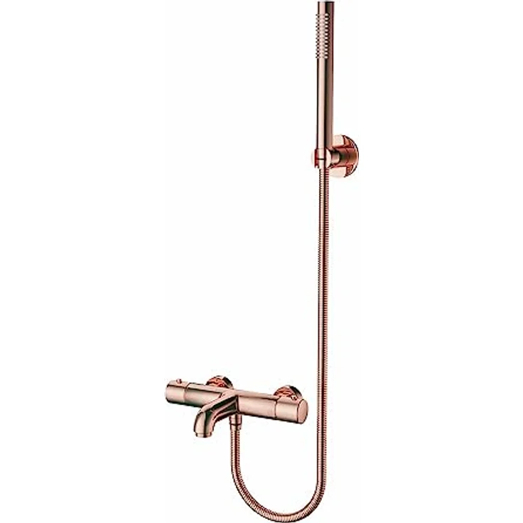 Aloni Duscharmatur CR6004-7BC, Wannenarmatur mit Thermostat und Handbrause, gebürstetes Kupfer – Bild 1
