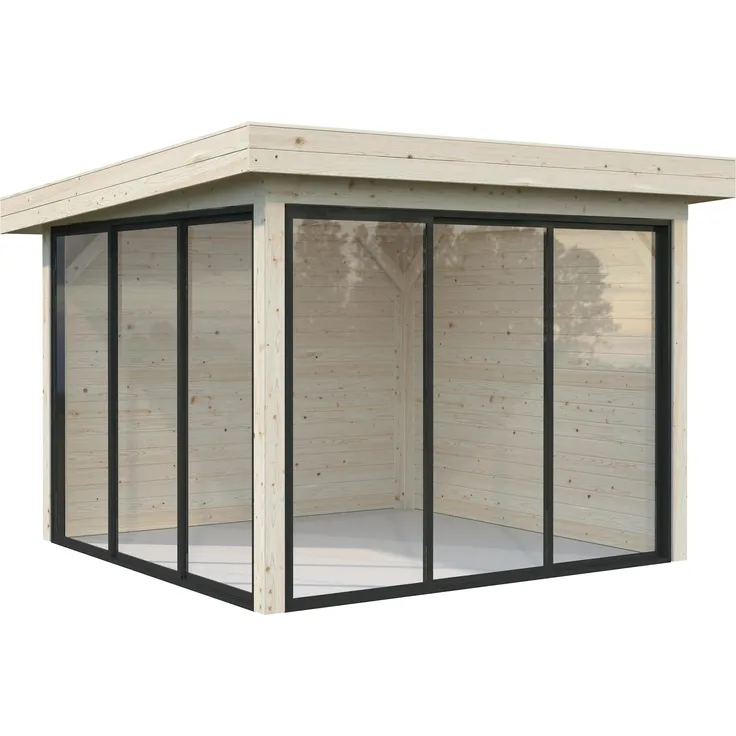 Palmako Gartenhaus Connect Lenna 8,3 m² Set 401 Slide, naturbelassen, Pultdach, ideal für Gartenpartys