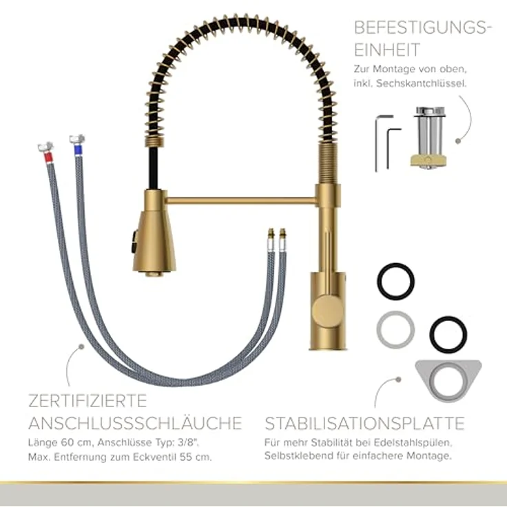 Lenz Küchenarmatur KALANI², Nickelfrei mit flexibler Pendelbrause und Anti-Fingerabdruck Oberfläche – Bild 6