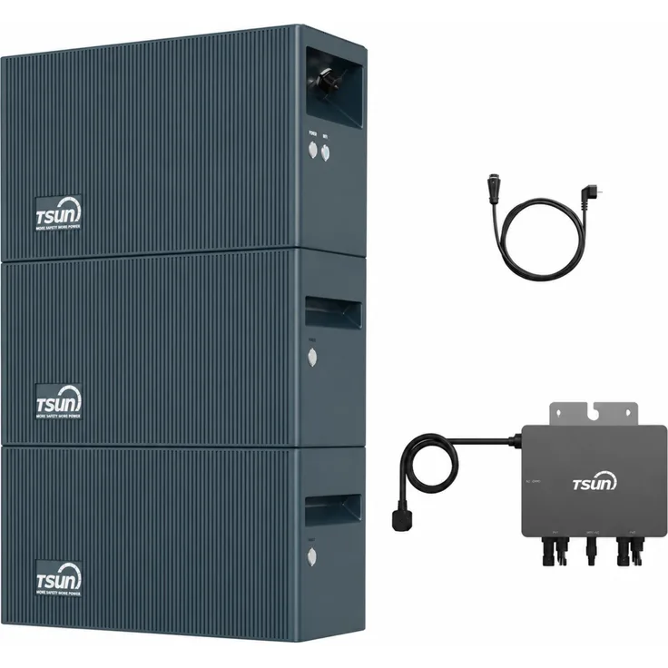 TSUN DCU2000Lite Balkonkraftwerk mit 2 x DB2000 Lite Erweiterungsakku, 800W Mikrowechselrichter, 2400W PV Input & Dual MPPT