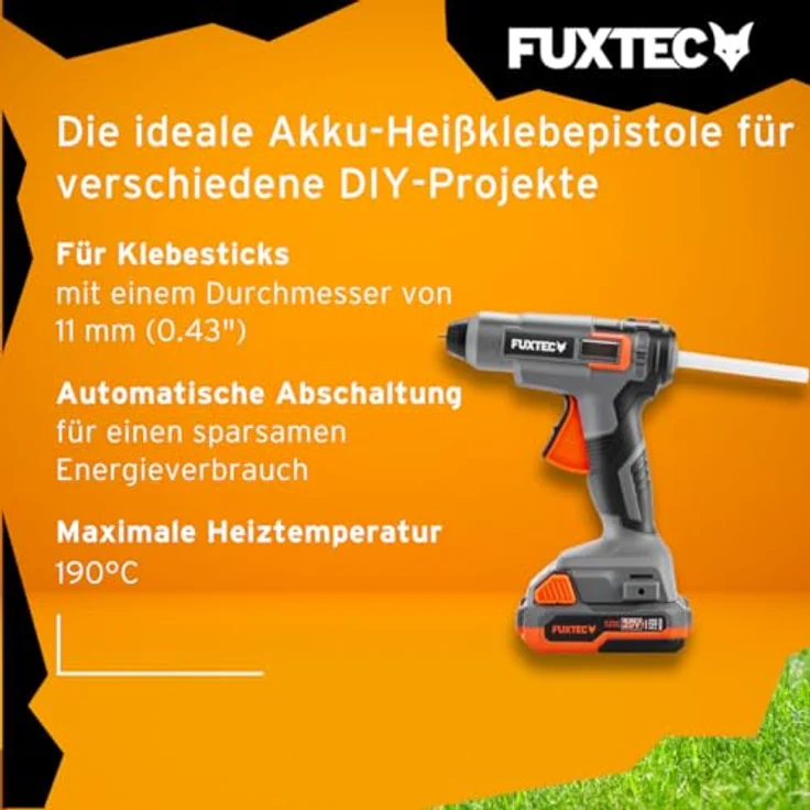 FUXTEC Heißklebepistole FX-E1GG20SET, kabellose 20V Akku Heißklebepistole mit LED-Lampe – Bild 5