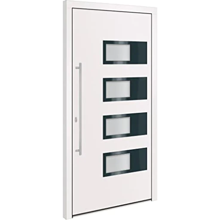 vidaXL Eingangstür, Haustür aus PVC und Aluminium mit verstellbaren Scharnieren, 5-Wege Sicherheitsschloss, weiß – Bild 1
