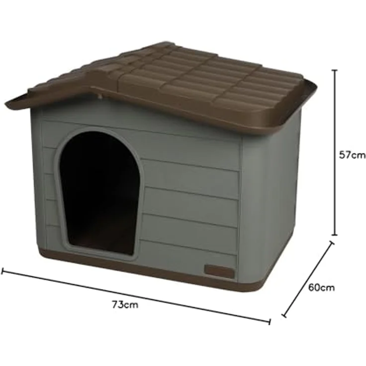 Urban Living Dog & Kats Hundehütte, 73 x 60 x 57 cm, Pumba - Witterungsbeständig, Geräumig, Wärmeisolierung, Schwingtür, erhöhter Boden – Bild 3