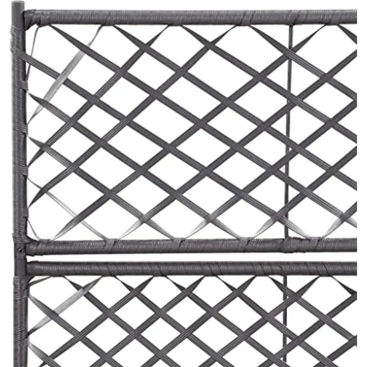 vidaXL Hochbeet mit Rankgitter 2 Töpfe 58×30×107cm Poly Rattan Schwarz – Bild 4