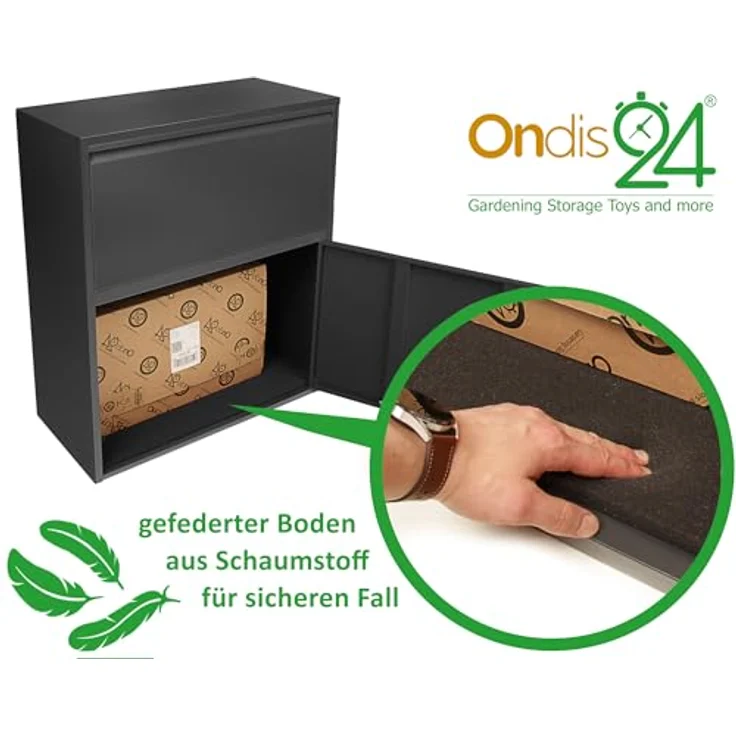 Ondis24 Korona Paketbox Postbox XXL 103 cm x 73 cm Schwarz - mit Paketsafe, für Pakete, Päckchen, Warensendungen und Briefe – Bild 3