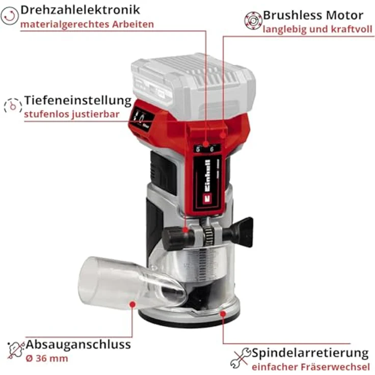 Einhell Professional Akku-Kantenfräse TP-ET 18 Li BL-Solo Power X-Change, Brushless-Motor, ohne Akku & Ladegerät – Bild 3