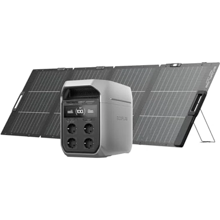 EF ECOFLOW DELTA 3 Plus Tragbare Powerstation 1 024 Wh, Silber, mit 220 W Solarpanel, 1 000 W Solareingang, LiFePO4 Batterie für Notstrom und Camping – Bild 1