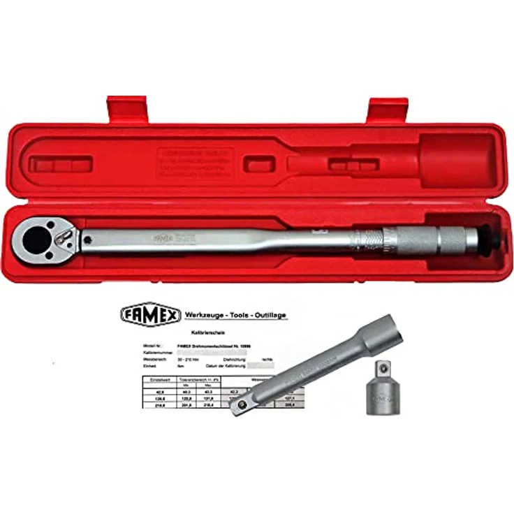 Famex 10886-KS Drehmomentschlüssel Set 1/2 Zoll - 30-210 Nm - 3 teilig - mit Kalibrierschein – Bild 1