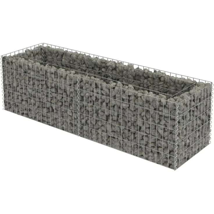 furnicato Gabionen-Hochbeet, Verzinkter Stahl 180×50×50 cm, Silber, Hohe Belastbarkeit, Wetterfest und Stabil