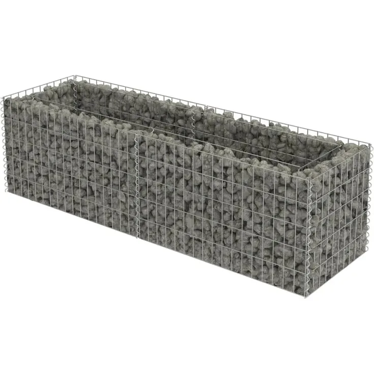 furnicato Gabionen-Hochbeet, Verzinkter Stahl 180×50×50 cm, Silber, Hohe Belastbarkeit, Wetterfest und Stabil