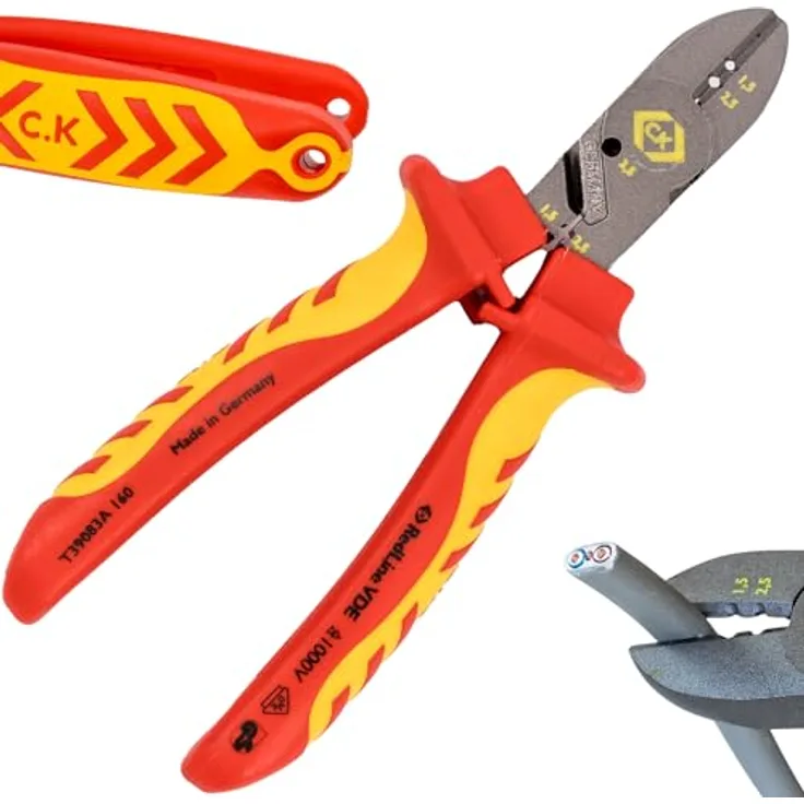 C.K RedLine VDE Combicutter 3, 160 mm, VDE-geprüfte Zange mit neuem Griffdesign und Schraubenschneider, bis 1.000 V geeignet
