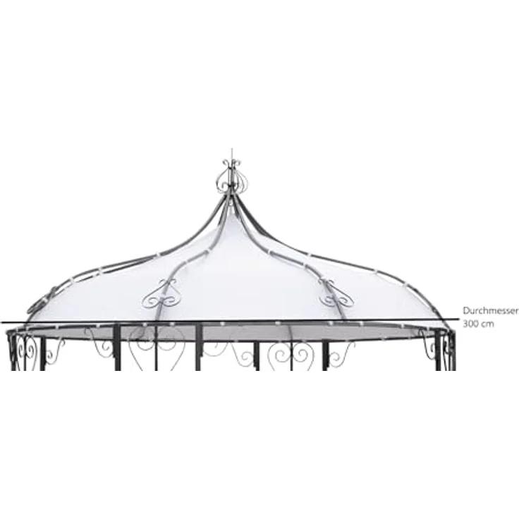 DEGAMO Pavillon-Ersatzdach BURMA, rund 300cm, PVC-beschichtet weiß, wasserdicht – Bild 4
