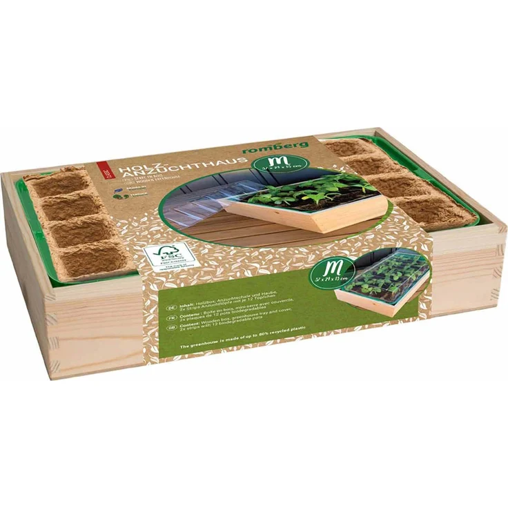 Romberg Holz Anzuchthaus M umweltfreundlich Kiefernholz 37 x 24 x 13 cm - Braun