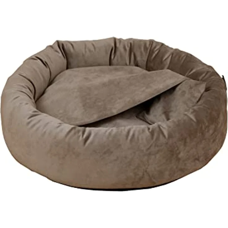 Rohrschneider Hundekissen Kuschelhöhle Denver Samt S-M-L mit Hundekotbeutelset (L, Taupe) - Nestcharakter, Abriebfestigkeit, Antirutschstoff – Bild 3
