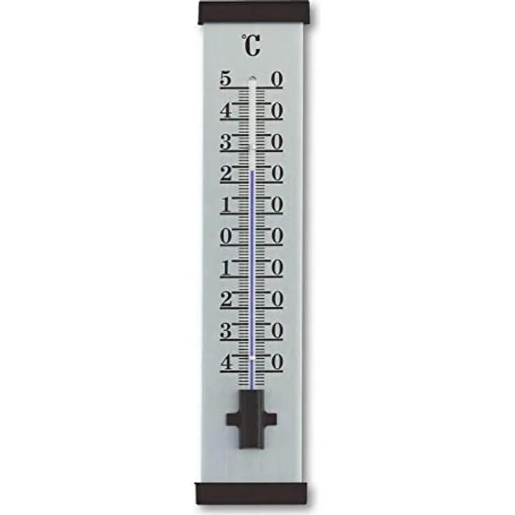 TFA Dostmann Innen und Außenthermometer, 12.2006, aus Aluminium, wetterfest, gut ablesbar, silber
