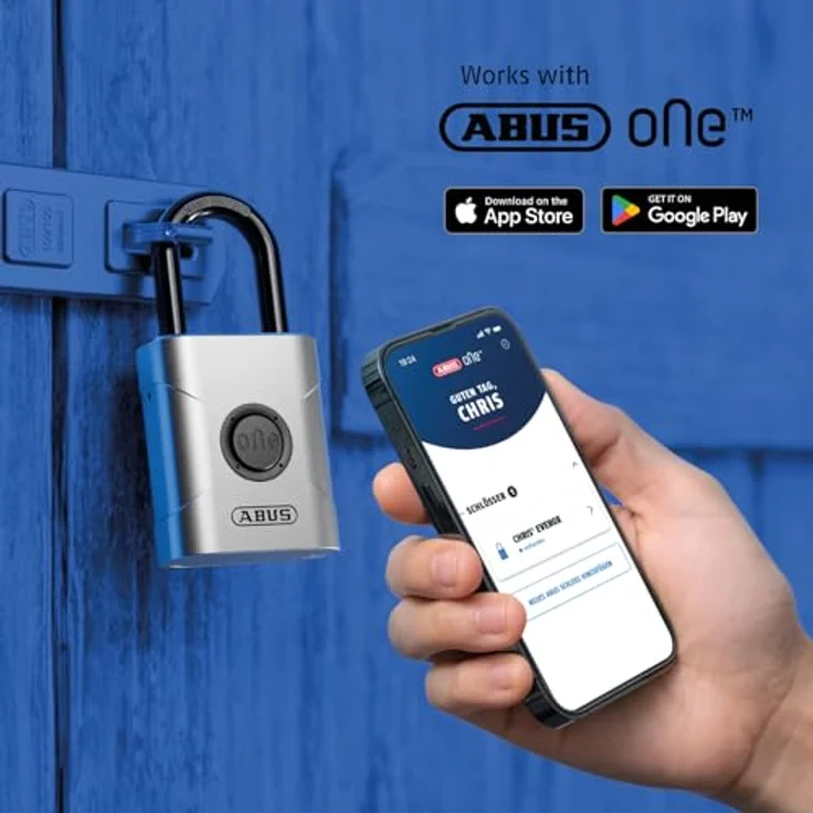 ABUS smartes Vorhängeschloss EVEROX One - schlüsselloses Öffnen auf Knopfdruck - wetterfestes Smart Lock für Schuppen, Gartentor, Spind, Werkzeugkiste u.a. - automatische Verriegelung - 50 mm breit – Bild 4