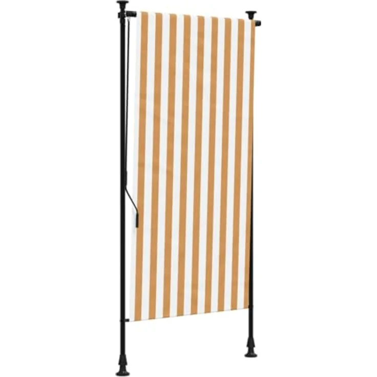 vidaXL Außenrollo, Senkrechtmarkise mit Kurbel, Einziehbar Sichtschutz für Terrasse Balkon, Sonnenschutzrollo, Orange Weiß 120x270cm Stoff Stahl – Bild 1