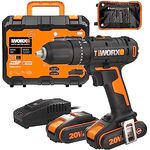 Worx Akku-Schlagbohrschrauber WX370, 20V, max. 1600 U/min, 2-Gang-Getriebe, Bohrstufe + Schlagfunktion, inkl. 2 Akkus & Ladegerät