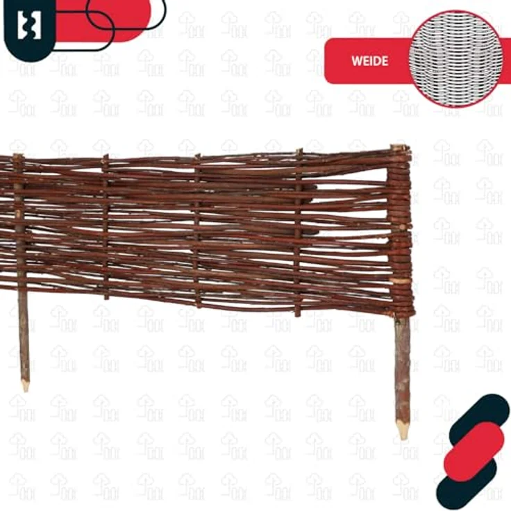 KOTARBAU® Beetbegrenzung Weidenzaun 10er Set, 120 x 20 cm, Braun, Wetterbeständig, Flexible Beeteinfassung zum Stecken – Bild 5