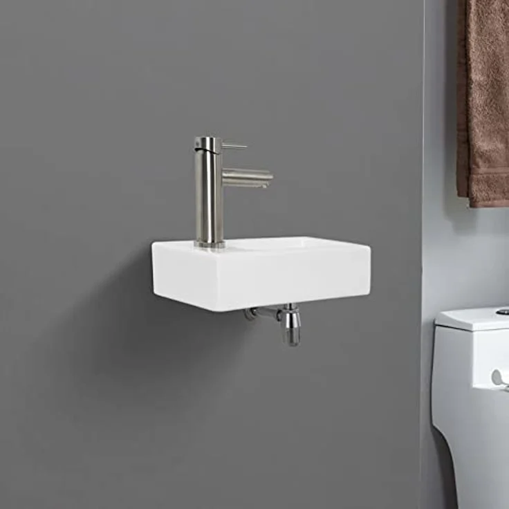 Ibergrif Hänge-Waschbecken, 29x20.5x9 CM, Einfache Reinigung und Installation, Geeignet für Badezimmer, Weiß, Keramikmaterial – Bild 3