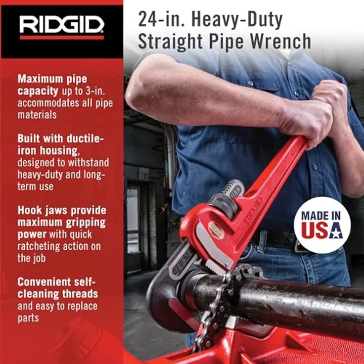 RIDGID 31030 Modell24'' gerade Rohrzange für schwere Beanspruchung, 24'' Sanitär-Schraubenschlüssel – Bild 2