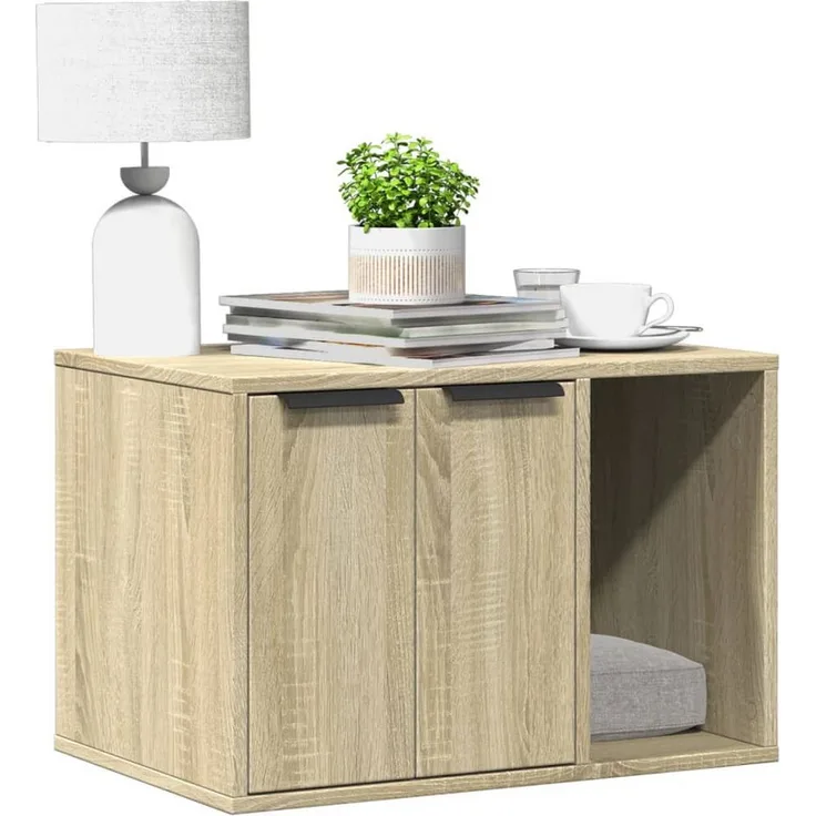 vidaXL Katzentoilette Sonoma Eiche 60x40x40 cm Holzwerkstoff, Cat Litter Box mit verstecktem Design und vielseitiger Nutzungsfunktion