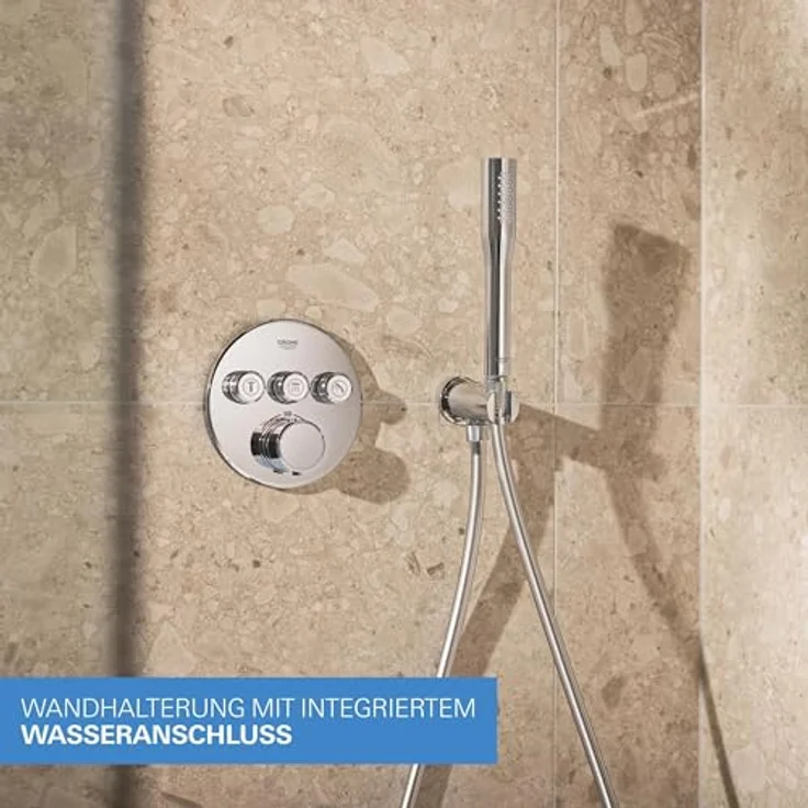 Grohe Precision Smartcontrol Duschsystem, Unterputz Thermostat mit 3 Absperrventilen und Vitalio Kopfbrause-Set, chrom – Bild 8