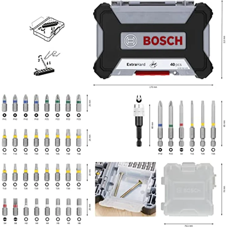 Bosch Professional 40-tlg. Bohrer Bit Set, Pick and Click System mit 32 Schrauberbits + Universalhalter, Amazon Edition – Bild 3