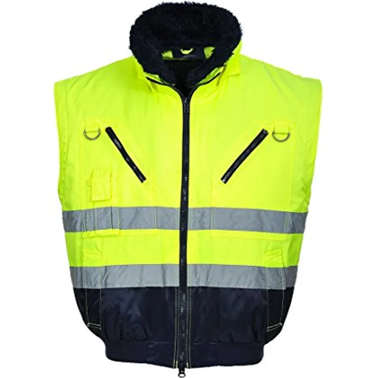 PORTWEST Warnschutz Jacke 3-in-1 Pilotjacke Ärmel u Futter gelb-marine – Bild 3