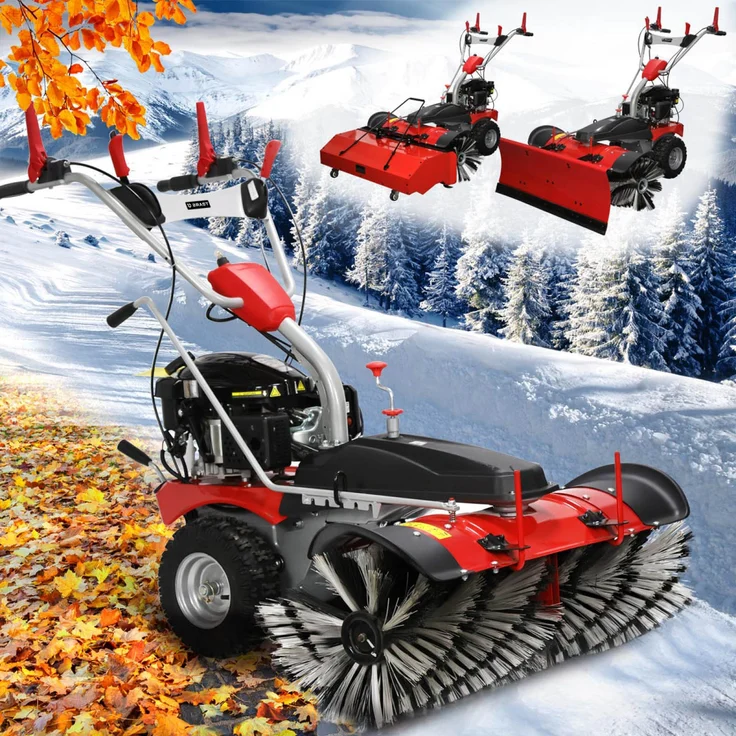 Brast Benzin Kehrmaschine Laubsammler Schneeschieber XXL Premium 4,8kW(6,5PS) 100cm Breite Elektrostart Schneeketten 3 in 1 Gerät – Bild 1