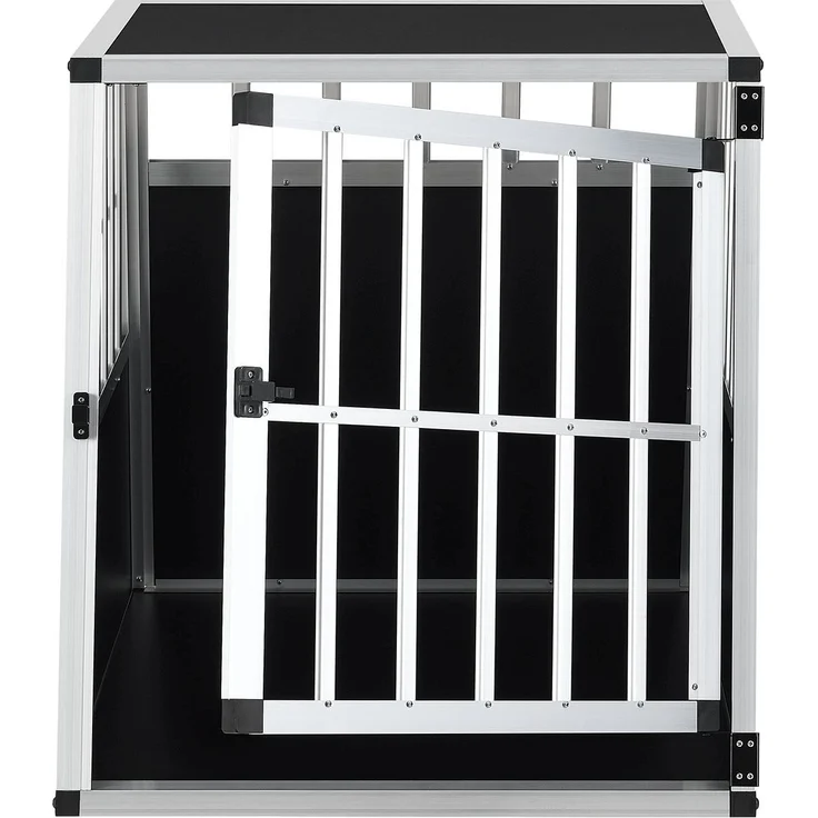 Juskys Alu Hundetransportbox L-X - 65×91×69 cm – Auto Hundebox robust & pflegeleicht – Gittertür verschließbar – Aluminium Reisebox für Hunde – Bild 8